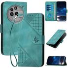 For Nothing Phone 3a Pro YX0080 Grid Butterfly Embossed Pattern Leather Phone Case with Lanyard(Light Blue) - 1