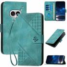 For Nothing Phone 2a Grid Butterfly Embossed Pattern Leather Phone Case with Lanyard(Light Blue) - 1