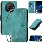 For Sharp Aquos R8 Pro SH-51D YX0080 Grid Butterfly Embossed Pattern Flip Leather Phone Case with Lanyard(Light Blue) - 1