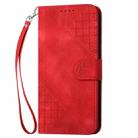 For Sharp Aquos Sense6 YX0080 Grid Butterfly Embossed Pattern Flip Leather Phone Case with Lanyard(Red) - 2