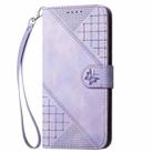 For Sharp Aquos Sense6 YX0080 Grid Butterfly Embossed Pattern Flip Leather Phone Case with Lanyard(Light Purple) - 2