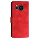 For Sharp Aquos Sense7 YX0080 Grid Butterfly Embossed Pattern Flip Leather Phone Case with Lanyard(Red) - 3