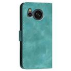 For Sharp Aquos Sense7 YX0080 Grid Butterfly Embossed Pattern Flip Leather Phone Case with Lanyard(Light Blue) - 3