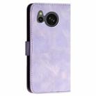 For Sharp Aquos Sense7 YX0080 Grid Butterfly Embossed Pattern Flip Leather Phone Case with Lanyard(Light Purple) - 3