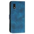 For Sharp Aquos Wish 3 YX0080 Grid Butterfly Embossed Pattern Flip Leather Phone Case with Lanyard(Dark Blue) - 3
