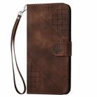 For Sharp Aquos Wish 3 YX0080 Grid Butterfly Embossed Pattern Flip Leather Phone Case with Lanyard(Coffee) - 2