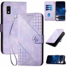 For Sharp Aquos Wish 3 YX0080 Grid Butterfly Embossed Pattern Flip Leather Phone Case with Lanyard(Light Purple) - 1