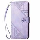 For Sharp Aquos Wish 3 YX0080 Grid Butterfly Embossed Pattern Flip Leather Phone Case with Lanyard(Light Purple) - 2