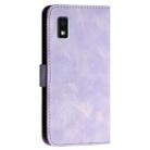 For Sharp Aquos Wish 3 YX0080 Grid Butterfly Embossed Pattern Flip Leather Phone Case with Lanyard(Light Purple) - 3