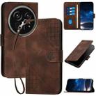 For Sharp Aquos R9 Pro Grid Butterfly Embossed Pattern Leather Phone Case with Lanyard(Coffee) - 1