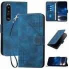 For Sony Xperia 1 III YX0080 Grid Butterfly Embossed Pattern Flip Leather Phone Case with Lanyard(Dark Blue) - 1