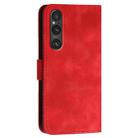 For Sony Xperia 1 V 2023 YX0080 Grid Butterfly Embossed Pattern Flip Leather Phone Case with Lanyard(Red) - 3