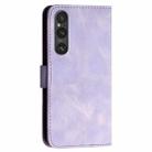 For Sony Xperia 1 V 2023 YX0080 Grid Butterfly Embossed Pattern Flip Leather Phone Case with Lanyard(Light Purple) - 3