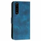 For Sony Xperia 5 III YX0080 Grid Butterfly Embossed Pattern Flip Leather Phone Case with Lanyard(Dark Blue) - 3