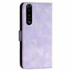 For Sony Xperia 5 III YX0080 Grid Butterfly Embossed Pattern Flip Leather Phone Case with Lanyard(Light Purple) - 3