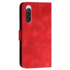 For Sony Xperia 10 V 2023 YX0080 Grid Butterfly Embossed Pattern Flip Leather Phone Case with Lanyard(Red) - 3