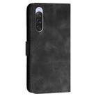 For Sony Xperia 10 V 2023 YX0080 Grid Butterfly Embossed Pattern Flip Leather Phone Case with Lanyard(Black) - 3