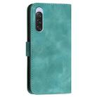 For Sony Xperia 10 V 2023 YX0080 Grid Butterfly Embossed Pattern Flip Leather Phone Case with Lanyard(Light Blue) - 3