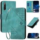 For Sony Xperia 10 IV YX0080 Grid Butterfly Embossed Pattern Flip Leather Phone Case with Lanyard(Light Blue) - 1