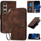 For Sony Xperia 1 VI 2024 YX0080 Grid Butterfly Embossed Pattern Flip Leather Phone Case with Lanyard(Coffee) - 1