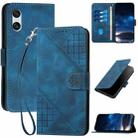 For Sony Xperia 10 VI YX0080 Grid Butterfly Embossed Pattern Flip Leather Phone Case with Lanyard(Dark Blue) - 1