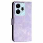 For Redmi 13 YX0080 Grid Butterfly Embossed Pattern Flip Leather Phone Case with Lanyard(Light Purple) - 3