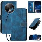 For Redmi A3 YX0080 Grid Butterfly Embossed Pattern Flip Leather Phone Case with Lanyard(Dark Blue) - 1