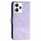 For Redmi 12 5G YX0080 Grid Butterfly Embossed Pattern Flip Leather Phone Case with Lanyard(Light Purple) - 3