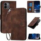 For Redmi A1+ YX0080 Grid Butterfly Embossed Pattern Leather Phone Case with Lanyard(Coffee) - 1