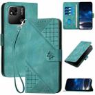 For Redmi 10A YX0080 Grid Butterfly Embossed Pattern Flip Leather Phone Case with Lanyard(Light Blue) - 1