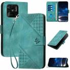 For Redmi 10C YX0080 Grid Butterfly Embossed Pattern Flip Leather Phone Case with Lanyard(Light Blue) - 1