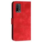 For Redmi 9T YX0080 Grid Butterfly Embossed Pattern Flip Leather Phone Case with Lanyard(Red) - 3