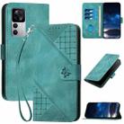 For Redmi K50 Ultra YX0080 Grid Butterfly Embossed Pattern Leather Phone Case with Lanyard(Light Blue) - 1