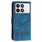 For Redmi K70 YX0080 Grid Butterfly Embossed Pattern Flip Leather Phone Case with Lanyard(Dark Blue) - 3