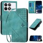 For Redmi K70 YX0080 Grid Butterfly Embossed Pattern Flip Leather Phone Case with Lanyard(Light Blue) - 1