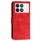 For Redmi K70E YX0080 Grid Butterfly Embossed Pattern Flip Leather Phone Case with Lanyard(Red) - 3