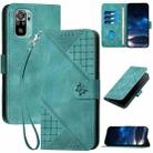 For Redmi Note 10 4G Global YX0080 Grid Butterfly Embossed Pattern Flip Leather Phone Case with Lanyard(Light Blue) - 1