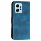 For Redmi Note 12 4G YX0080 Grid Butterfly Embossed Pattern Flip Leather Phone Case with Lanyard(Dark Blue) - 3