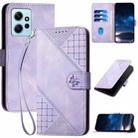 For Redmi Note 12 4G YX0080 Grid Butterfly Embossed Pattern Flip Leather Phone Case with Lanyard(Light Purple) - 1