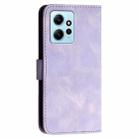 For Redmi Note 12 4G YX0080 Grid Butterfly Embossed Pattern Flip Leather Phone Case with Lanyard(Light Purple) - 3