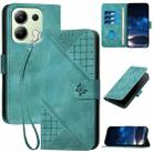 For Redmi Note 13 4G YX0080 Grid Butterfly Embossed Pattern Flip Leather Phone Case with Lanyard(Light Blue) - 1