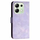 For Redmi Note 13 4G YX0080 Grid Butterfly Embossed Pattern Flip Leather Phone Case with Lanyard(Light Purple) - 3