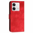 For Redmi Note 13 5G YX0080 Grid Butterfly Embossed Pattern Flip Leather Phone Case with Lanyard(Red) - 3