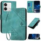 For Redmi Note 13 5G YX0080 Grid Butterfly Embossed Pattern Flip Leather Phone Case with Lanyard(Light Blue) - 1