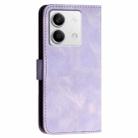 For Redmi Note 13 5G YX0080 Grid Butterfly Embossed Pattern Flip Leather Phone Case with Lanyard(Light Purple) - 3