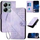 For Redmi Note 13 Pro 4G YX0080 Grid Butterfly Embossed Pattern Flip Leather Phone Case with Lanyard(Light Purple) - 1