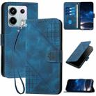 For Redmi Note 13 Pro 5G YX0080 Grid Butterfly Embossed Pattern Flip Leather Phone Case with Lanyard(Dark Blue) - 1
