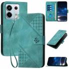 For Redmi Note 13 Pro 5G YX0080 Grid Butterfly Embossed Pattern Flip Leather Phone Case with Lanyard(Light Blue) - 1