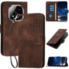 For Redmi Note 14 Pro+ 5G YX0080 Grid Butterfly Embossed Pattern Leather Phone Case with Lanyard(Coffee) - 1