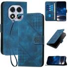 For Redmi Note 14 Pro 4G YX0080 Grid Butterfly Embossed Pattern Leather Phone Case with Lanyard(Dark Blue) - 1